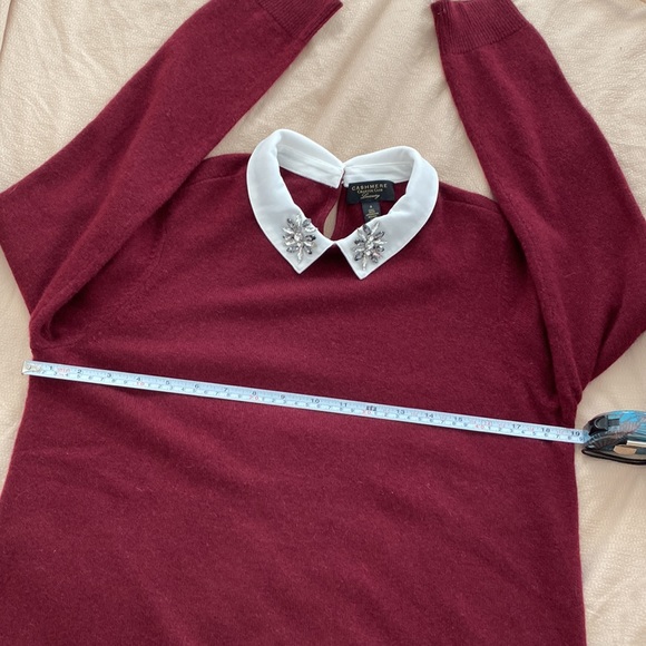 Charter Club Luxury Cashmere Jewel Burgundy White Layer Knit Sweater - Picture 13 of 16